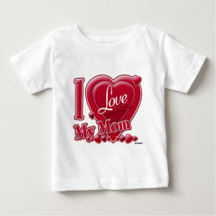T-shirt Pour Bébé I Love My Mom rouge - coeur