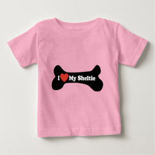 T-shirt Pour Bébé I Love My Sheltie - Chien Bone