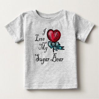 T-shirt Pour Bébé I Love My Sugar Bear Heart Lollipop