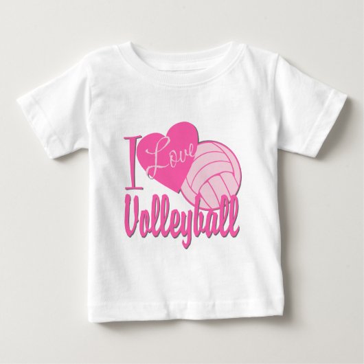 T-shirt Pour Bébé I Love Volleyball rose (Devant)