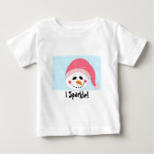T-shirt Pour Bébé I Sparkman Snowman avec Toque Rose (Devant)