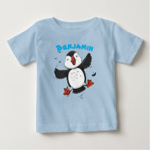 Illustration adorable, joyeuse, de pouffin volant
