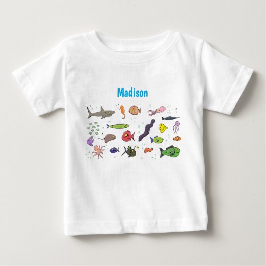 T-shirt Pour Bébé Illustration amusante de créatures marines (Devant)