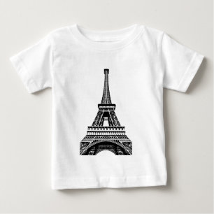 T-shirt Pour Bébé Illustration blanche noire d'art de Paris France