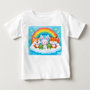 T-shirt Pour Bébé Illustration d'animaux colorés