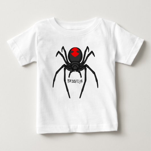 T-shirt Pour Bébé Illustration d'araignée noire effrayante (Devant)