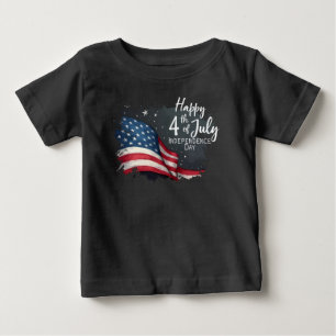 T-shirt Pour Bébé Illustration d'art vintage du drapeau pour le 4 ju