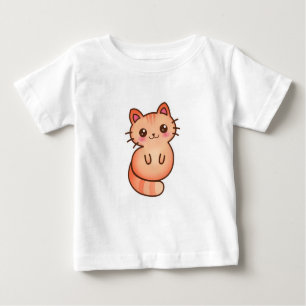 T-shirt Pour Bébé Illustration de chat Kawaii Cute Orange