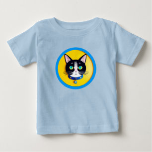 T-shirt Pour Bébé Illustration de chat noir et blanc avec des yeux b