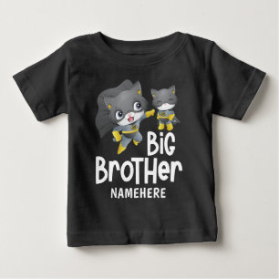 T-shirt Pour Bébé Illustration de Chat Super-héros Grand Frère avec