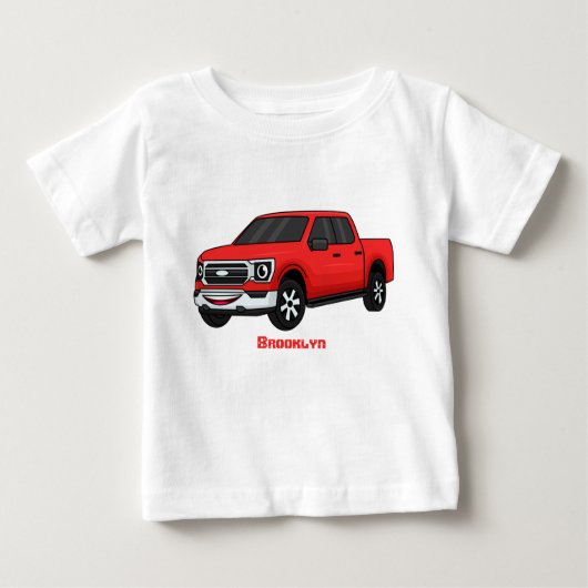 T-shirt Pour Bébé Illustration de dessin animé de camionnette rouge (Devant)