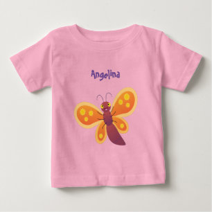 T-shirt Pour Bébé Illustration de dessin animé de papillon orange mi