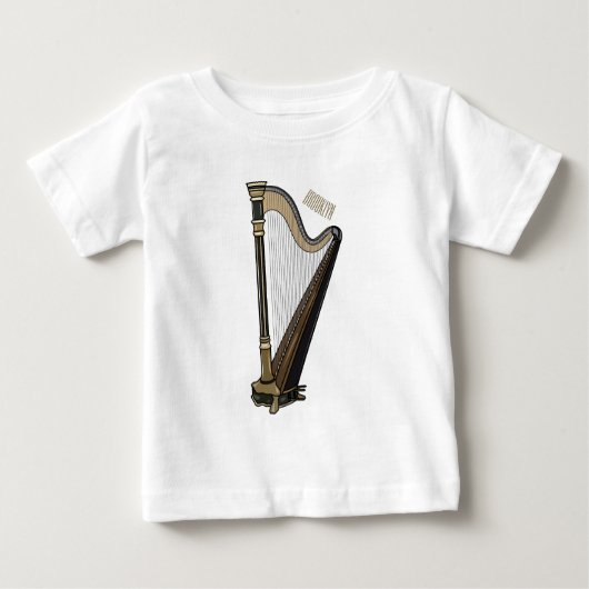 T-shirt Pour Bébé Illustration de dessin animé sur la harpe (Devant)
