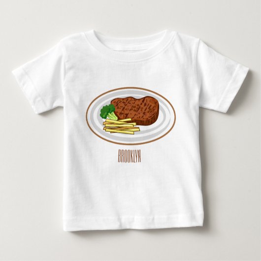 T-shirt Pour Bébé Illustration de dessin de steak (Devant)