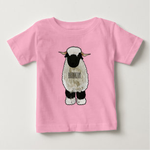 T-shirt Pour Bébé Illustration de la caricature de mouton Valais Bla