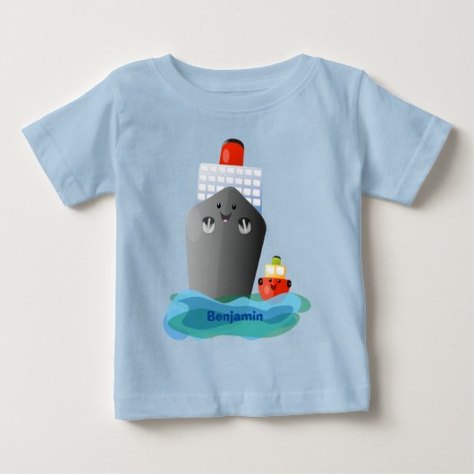 T-shirt Pour Bébé Illustration de la caricature de remorqueur de paq (Devant)
