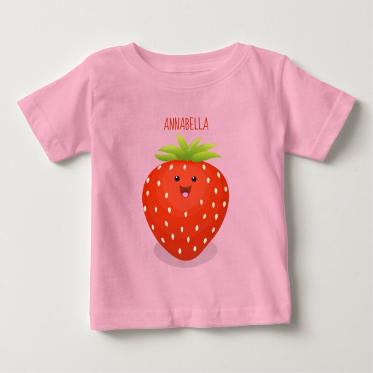 T-shirt Pour Bébé Illustration de la fraise Cute kawaii (Devant)