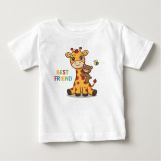 T-shirt Pour Bébé Illustration de la girafe et de l'ours meilleurs a