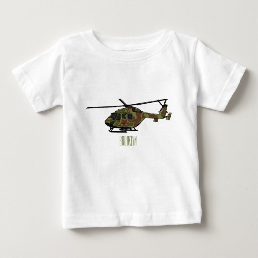 T-shirt Pour Bébé Illustration de l'hélicoptère de l'armée (Devant)