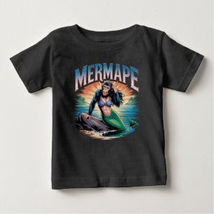 T-shirt Pour Bébé Illustration de Mermape – Singe Sirène Animal Drôl