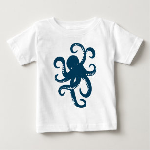 T-shirt Pour Bébé Illustration de pieuvre marine bleue marine