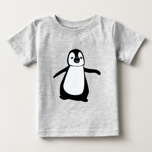 T-shirt Pour Bébé Illustration de pingouin noir et blanc Simple Cute (Devant)