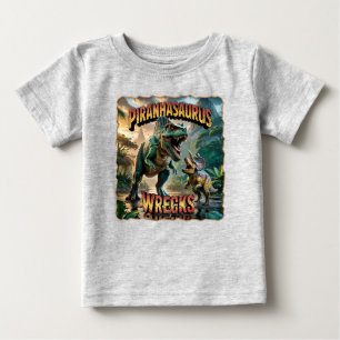 T-shirt Pour Bébé Illustration de Piranhasaurus Wrecks – Drôle et Ef
