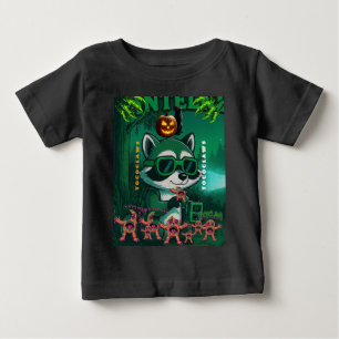 T-shirt Pour Bébé Illustration de Raton Laveur de Comic Retro Sci-Fi