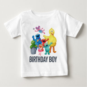 T-shirt Pour Bébé Illustration de rue Sésame   Birthday Boy