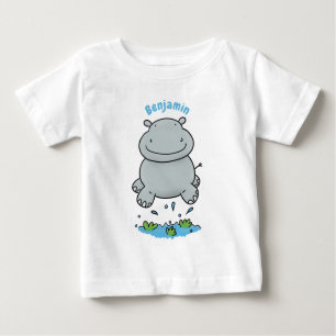 T-shirt Pour Bébé Illustration de saut en hippo mignon