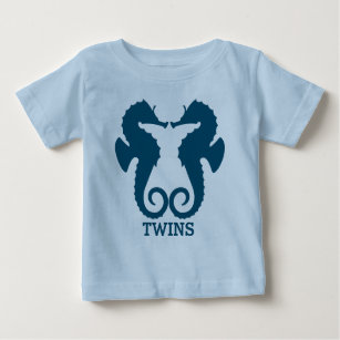 T-shirt Pour Bébé Illustration des jumeaux des Chevaux de la Mer Ble