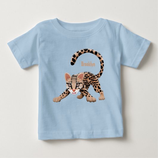 T-shirt Pour Bébé Illustration d'ocelot mignon (Devant)