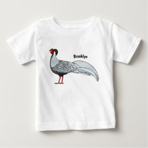 T-shirt Pour Bébé Illustration d'oiseau faisan d'argent