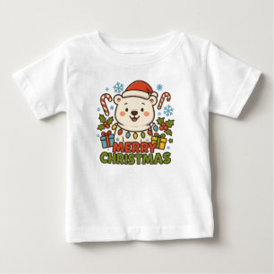 T-shirt Pour Bébé Illustration d'ours de Noël mignon 