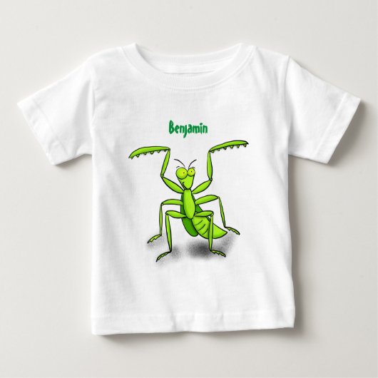 T-shirt Pour Bébé Illustration drôle de mante verte en prière (Devant)