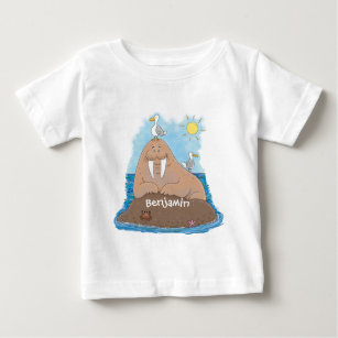 T-shirt Pour Bébé Illustration drôle de morse joyeux