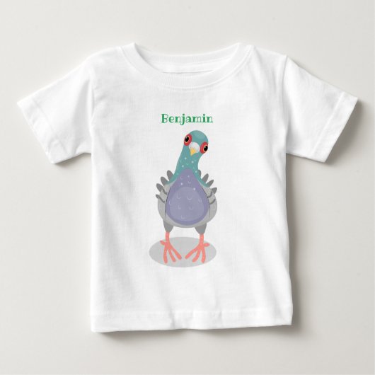 T-shirt Pour Bébé Illustration drôle de pigeon curieux (Devant)