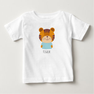 T-shirt Pour Bébé Illustration du tigre mignon - Nom personnalisable