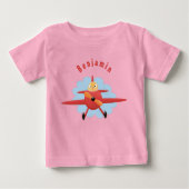 T-shirt Pour Bébé Illustration d'un avion rouge volant mignon (Devant)