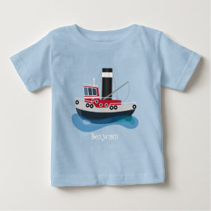 T-shirt Pour Bébé Illustration d'un bateau à chalutier mignon