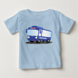 T-shirt Pour Bébé Illustration d'un bus moderne bleu mignon