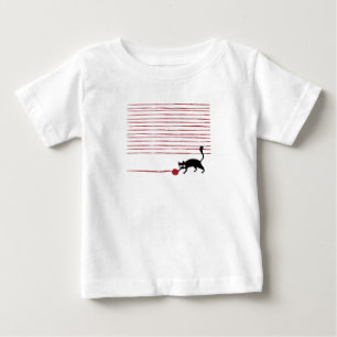 T-shirt Pour Bébé Illustration d'un chat noir jouant avec une pelote