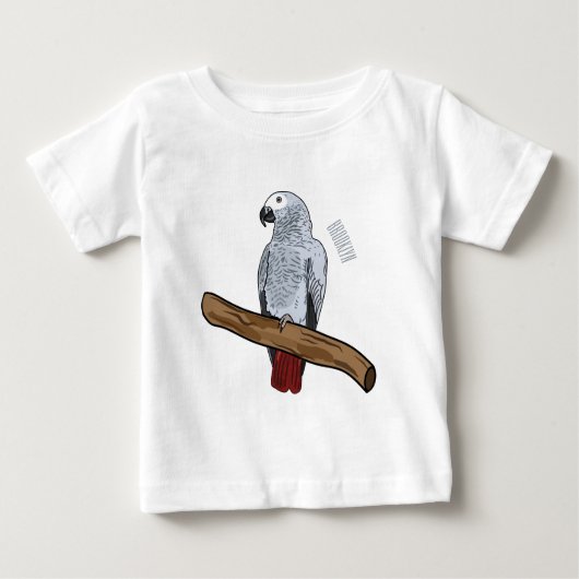 T-shirt Pour Bébé Illustration d'un perroquet gris en Afrique (Devant)