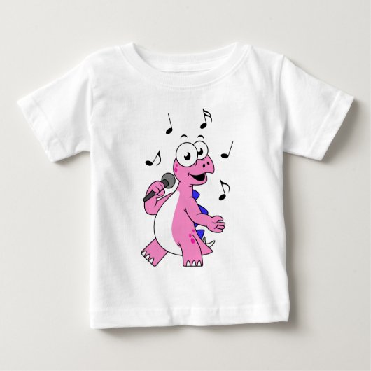 T-shirt Pour Bébé Illustration D'Un Stegosaurus Chantant. (Devant)