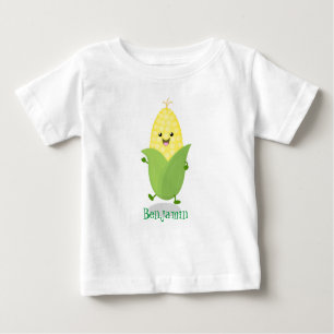 T-shirt Pour Bébé Illustration d'une caricature de maïs joyeux