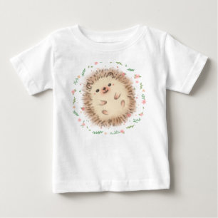 T-shirt Pour Bébé Illustration Hérisson & Fleurs