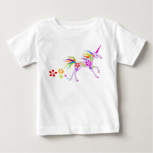 T-SHIRT POUR BÉBÉ ILLUSTRATION UNICORN VECTOR FLOWERS