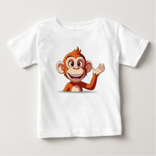 T-shirt Pour Bébé Illustration vectorielle de singe agitant la main