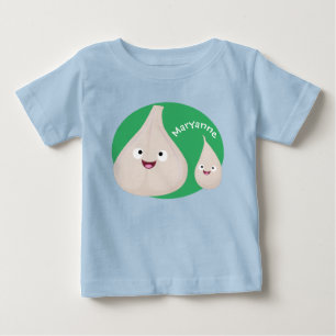 T-shirt Pour Bébé Illustration végétale de caricature à l'ail mignon