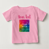T-shirt Pour Bébé Image personnalisée Script manuscrit Texte rose te (Devant)
